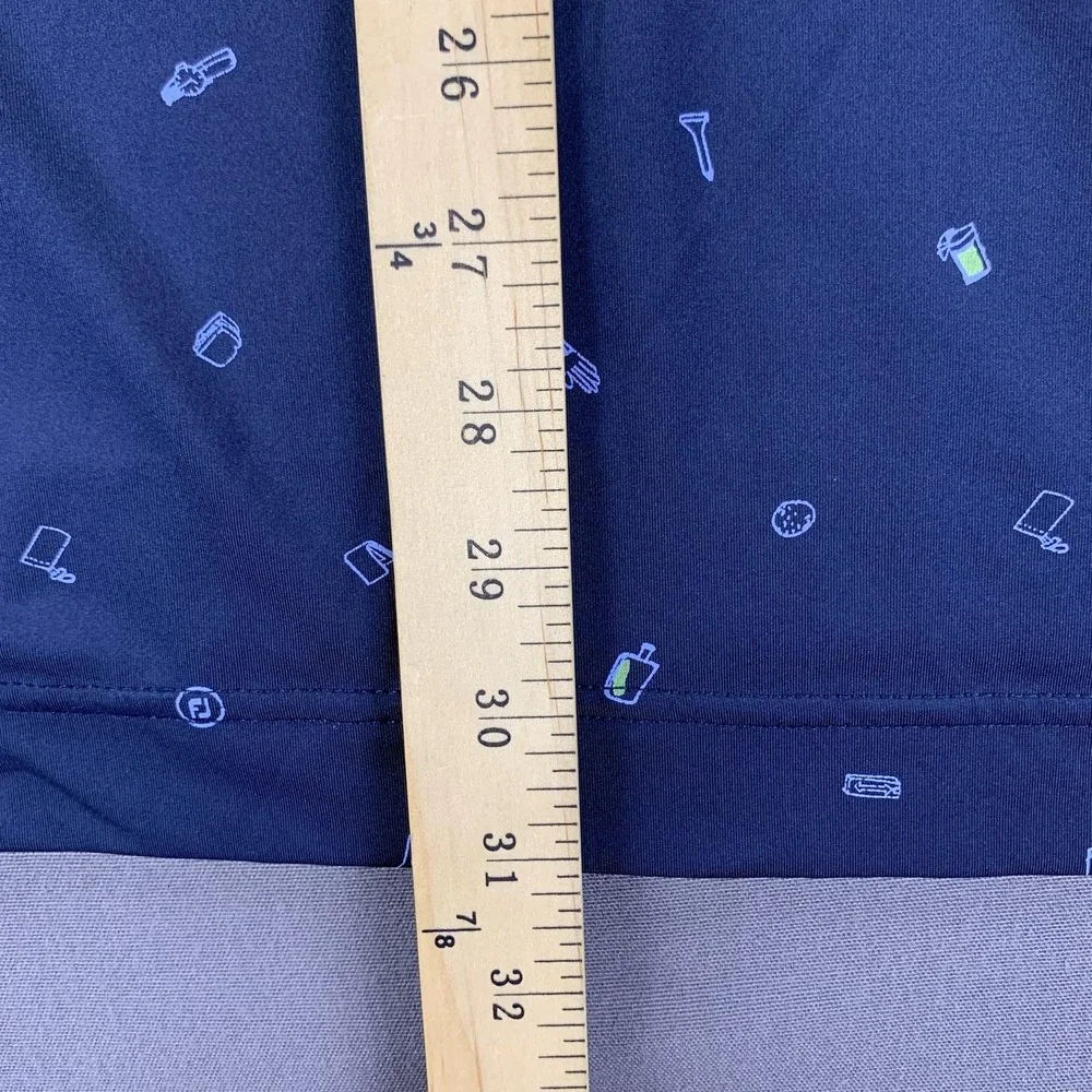 FootJoy Polo Shirt Mens Medium Blue Golf Icon AOP Allover Print Stretch CLC Logo